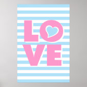 AMOUR, coeur bleu, poster de typographie, Saint Va (Devant)