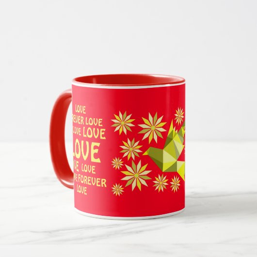AMOUR COEUR FLEURS ANNIVERSAIRE VALENTINE MUG (Devant gauche)