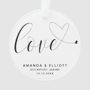 Amour Coeur Noir et Blanc Mariage Faveur