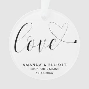Amour Coeur Noir et Blanc Mariage Faveur