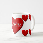 Amour Coeur Rouge Blanc Café Mug (Devant droit)