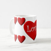 Amour Coeur Rouge Blanc Café Mug (Devant gauche)