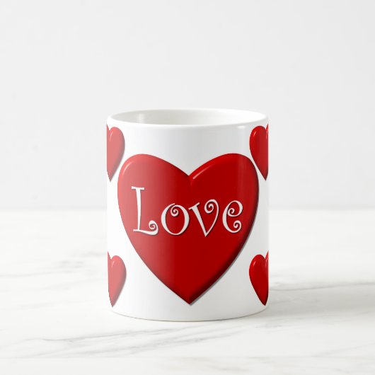 Amour Coeur Rouge Blanc Café Mug (Centre)