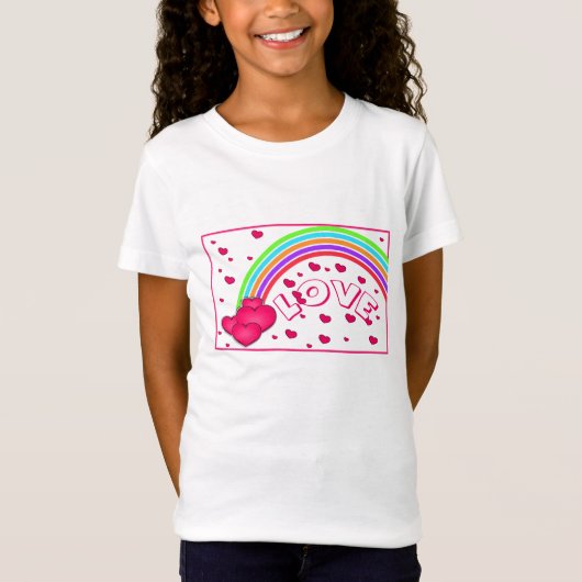 Amour - Coeurs - et Rainbows Girls T-Shirt (Devant)