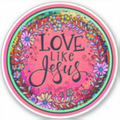 Amour comme Jésus Floral Pink Inspirivity Sticker (Devant)