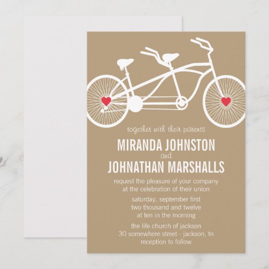 Amour - Conception Brown de vélos Invitations de m (Devant / Derrière)