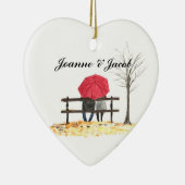 Amour couple avec parapluie rouge ornement (Droite)