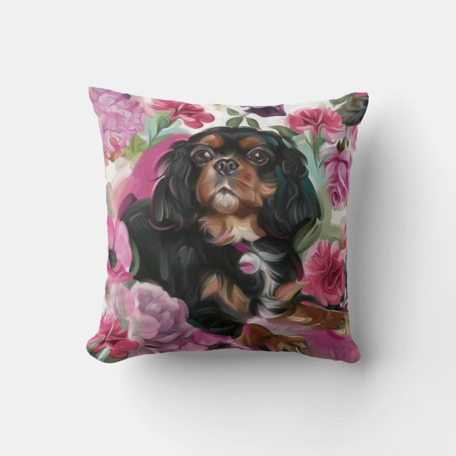 "AMOUR" coussin noir et tan Cavalier (Recto)