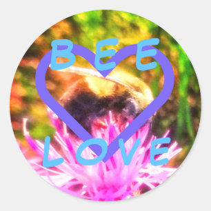 AMOUR D'ABEILLE+ grand autocollant rond