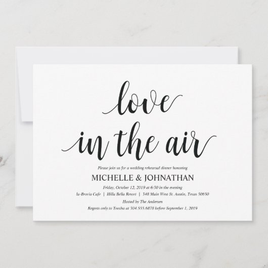 Amour dans l'air Répétition Diner Invitation carte (Devant)