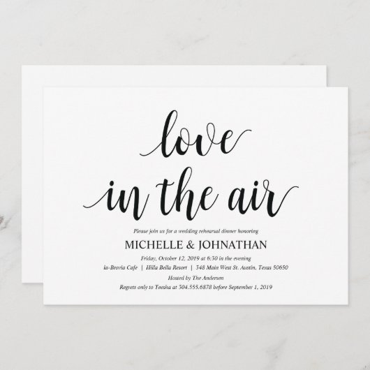 Amour dans l'air Répétition Diner Invitation carte (Devant / Derrière)