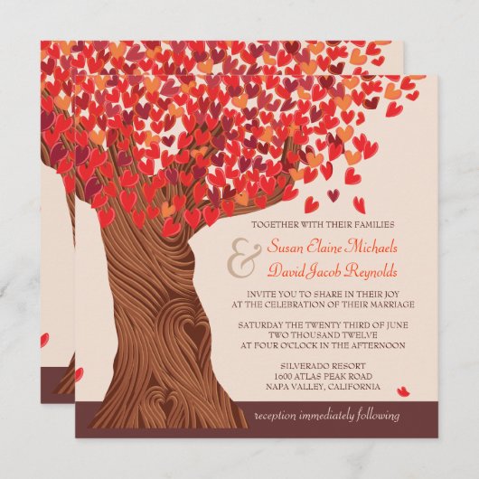 Amour d'automne Invitation à un mariage de chênes (Devant / Derrière)