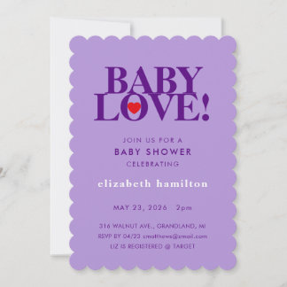AMOUR DE BÉBÉ ! Invitation à la baby shower violet