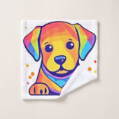 Amour de chiot arc-en-ciel (Gant de toilette)