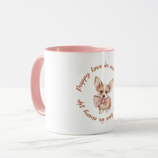 Amour de chiot dans chaque gorgée | Mug pour amour (Devant gauche)