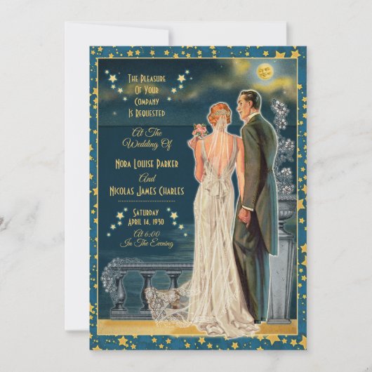 Amour de Lune Invitations de mariage - Tête rouge (Devant)