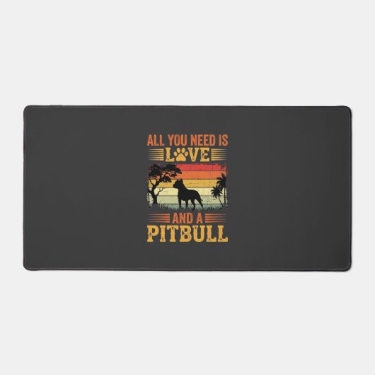 Amour de Pitbull Coucher de Soleil Rétro Chien (Recto)