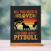 Amour de Pitbull Coucher de Soleil Rétro Chien (Neutre)