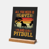 Amour de Pitbull Coucher de Soleil Rétro Chien (Angle)