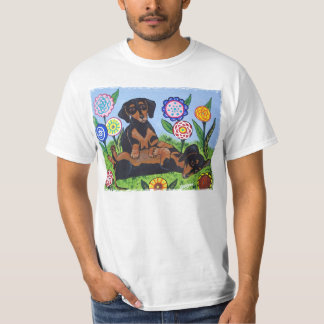 Amour de teckels pour jouer le T-shirt