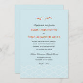 Amour Doves Invitations de mariage - Sky Blue (Devant / Derrière)