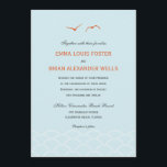Amour Doves Invitations de mariage - Sky Blue<br><div class="desc">Une illustration moderne de deux colombes amoureuses survolant les vagues de l'océan crée une belle papeterie mariage pour compléter votre célébration romantique en bord de mer. Plus de couleurs disponibles. Couleurs personnalisées disponibles sur request.com</div>