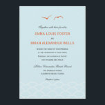 Amour Doves Invitations de mariage - Sky Blue<br><div class="desc">Une illustration moderne de deux colombes amoureuses survolant les vagues de l'océan crée une belle papeterie mariage pour compléter votre célébration romantique en bord de mer. Plus de couleurs disponibles. Couleurs personnalisées disponibles sur request.com</div>