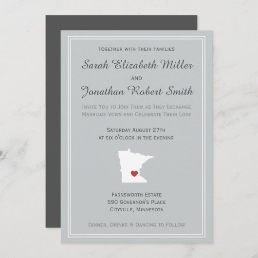 Amour du Minnesota - faire-part de mariage (Devant / Derrière)