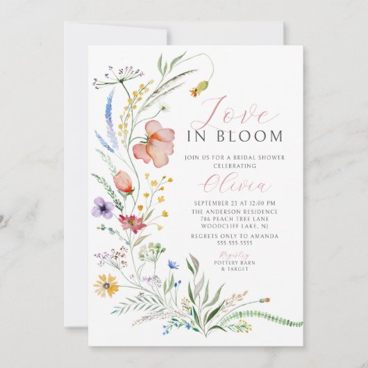 Amour En Fleur Nuptiale Douche Invitation (Devant)