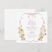 Amour en Fleur rose Floral Invitation douche nupti (Devant / Derrière)