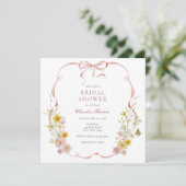 Amour en Fleur rose Floral Invitation douche nupti (Debout devant)