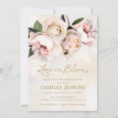 Amour en Fleur rose Floral Invitation douche nupti (Devant)