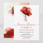 Amour en Fleur Rouge Floral nuptiale Invitation (Devant / Derrière)