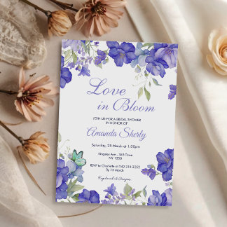Amour En Fleur Violet Douche nuptiale invitation