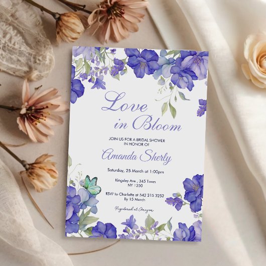 Amour En Fleur Violet Douche nuptiale invitation