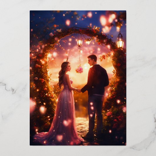 Amour enchanté : Carte de mariage magique en coupl (Recto)