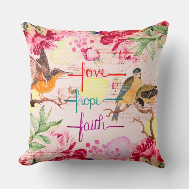 Amour, Espoir, Foi Coussin Floral (Recto)