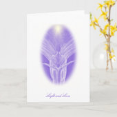 Amour et ange mauve-clair - carte de voeux (Fleur jaune)