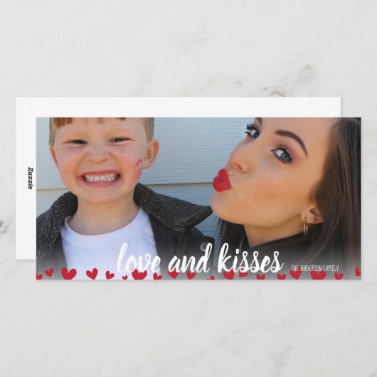 Amour et baisers Coeurs Saint Valentin Carte photo (Devant / Derrière)