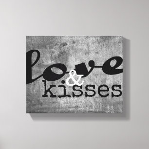 amour et baisers enveloppé toile peint art gris
