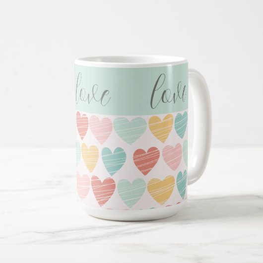Amour et Coeurs Mug coloré (Devant droit)