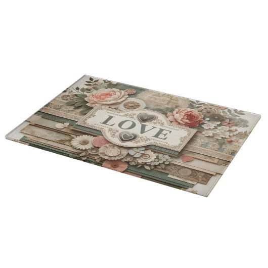 AMOUR et couches de la planche à découper des fleu (Coin)