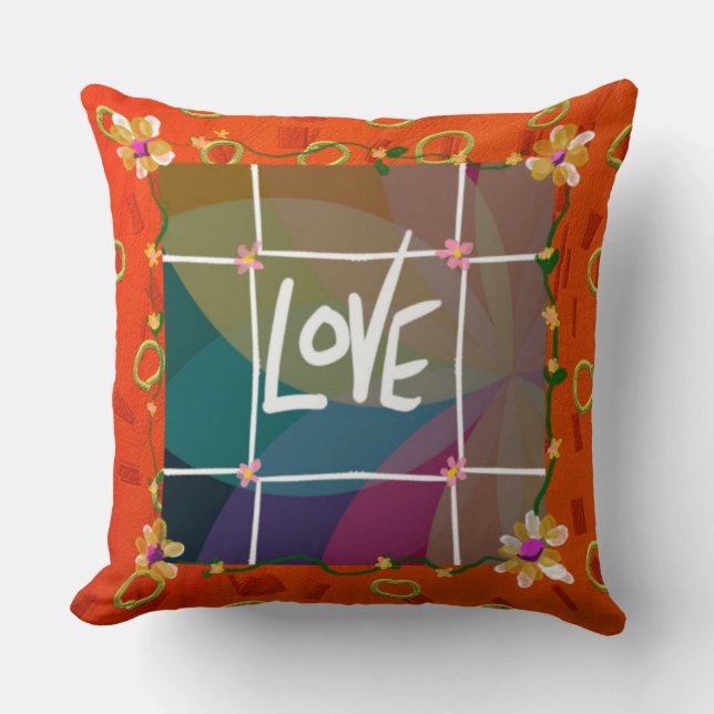 Amour et fleurs Jeter Oreiller (Recto)