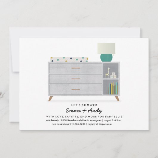 Amour et Layette Baby Shower Invitations (Devant)