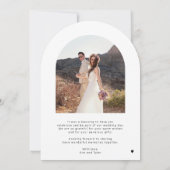 Amour et merci arch mariage photo carte de remerci (Dos)