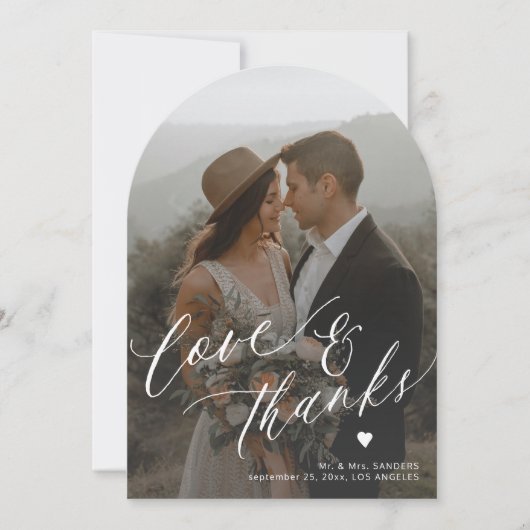 Amour et merci arch mariage photo carte de remerci (Devant)
