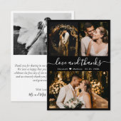 Amour et Merci Black White Mariage Carte de remerc (Devant / Derrière)