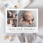 Amour et Merci Budget Photo Baby Carte de remercie
