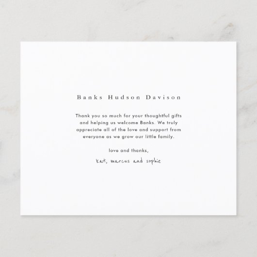 Amour et Merci Budget Photo Baby Carte de remercie (Dos)