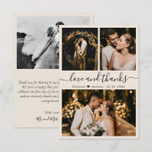 Amour et Merci Carte de remerciements photo Mariag (Devant / Derrière)